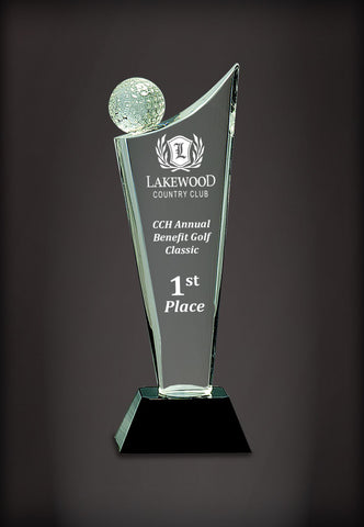 Clear Crystal Golf Wave on Black Base