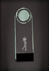 Clear Crystal Golf Upright on Black Base with 3D etched Golfer